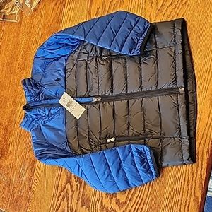 NWT Polo Ralph Lauren down jacket. Black and blue, size 5.